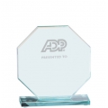 Jade Glass Octagon Award 4 1/2” Tall