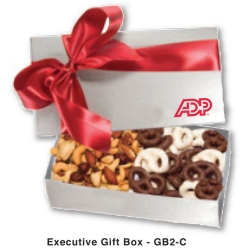 The Executive Chocolate Covered Pretzel & Mixed Nut Box - Burgundy